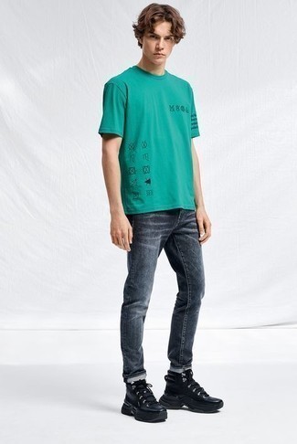 T-shirt à col rond imprimé vert Kenzo