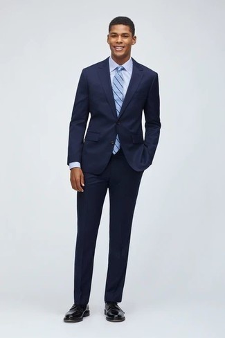 Cravate à rayures horizontales bleu clair Hugo Boss