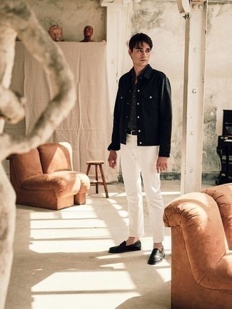 Chemise à manches courtes á pois noire et blanche Dolce & Gabbana
