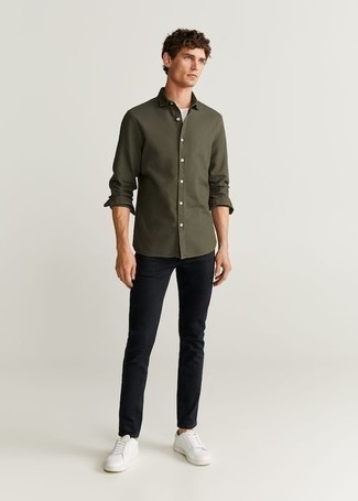 Chemise à manches longues olive G Star