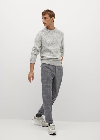 Pantalon chino à carreaux gris Toogood
