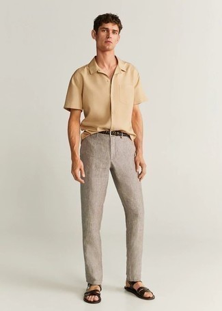 Pantalon chino en lin gris