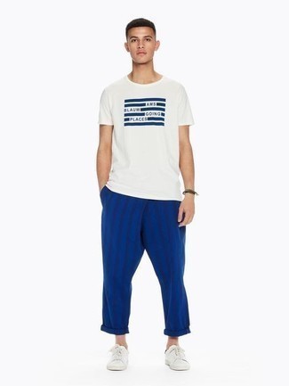 Pantalon chino à rayures verticales bleu ASOS DESIGN