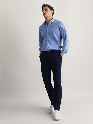 Chemise à manches longues bleu clair Armani Jeans