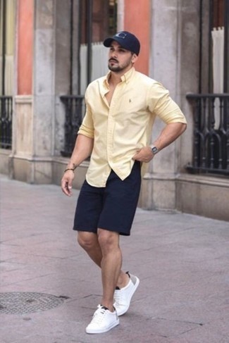 Chemise à manches longues jaune Massimo Alba