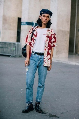 Chemise à manches courtes imprimée rouge Dolce & Gabbana