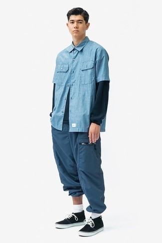 Pantalon cargo bleu marine