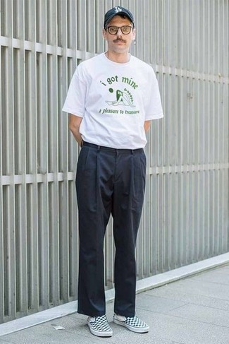 T-shirt à col rond imprimé blanc et vert Bally