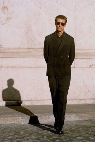 Chaussures derby en cuir noires Yohji Yamamoto