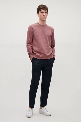 Sweat-shirt rose Solid Homme