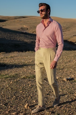 Pantalon de costume en lin beige Thom Sweeney