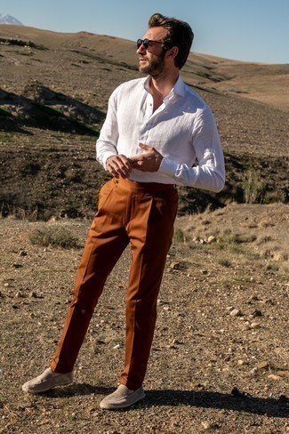 Chemise à manches longues en lin blanche Aleksandr Manamis
