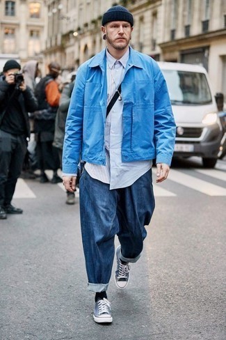 Chemise à manches longues à rayures verticales bleu clair Tom Ford
