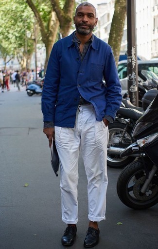 Chemise à manches longues á pois bleu marine et blanc Yohji Yamamoto