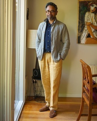 Veste-chemise en lin gris foncé Yohji Yamamoto