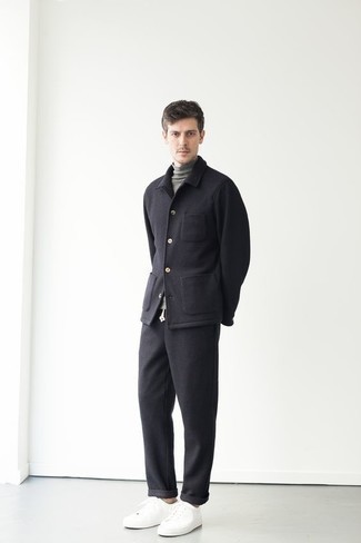 Pantalon chino en laine noir Solid Homme
