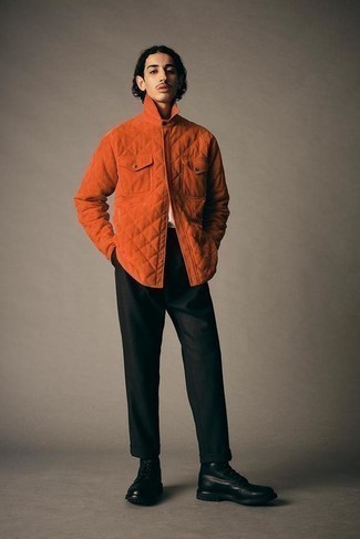 Veste-chemise matelassée orange Moncler Genius