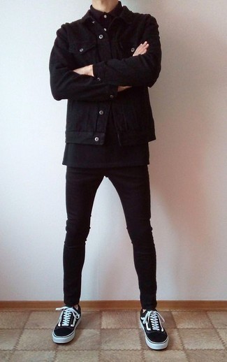 Veste-chemise en velours côtelé noire Lardini