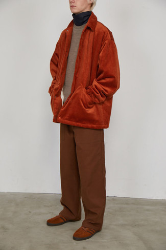 Veste-chemise en velours côtelé orange Kenzo