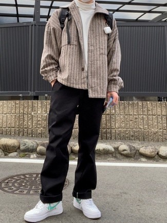 Veste-chemise à rayures verticales marron Kenzo