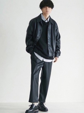 Pantalon chino en cuir noir MSGM