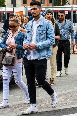 Veste en jean bleu clair Versace