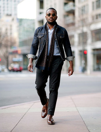 Veste en jean bleu marine Lanvin