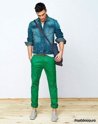 Pantalon chino vert Zanella