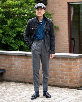 Pantalon chino en laine gris Thom Browne