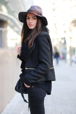 Veste en tweed noire Balenciaga