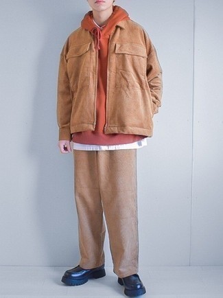 Pantalon chino en velours côtelé marron clair mfpen