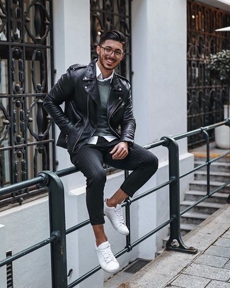 Pantalon chino à rayures verticales noir New Look