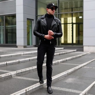 Veste motard en cuir noire Givenchy