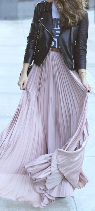 Jupe longue plissée rose Valentino