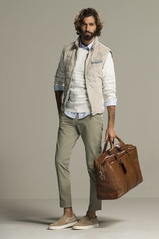 Veste sans manches matelassée beige Ermenegildo Zegna