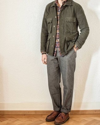 Pantalon chino en laine gris Manuel Ritz