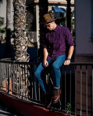 Comment porter une chemise en vichy violette quand il fait chaud