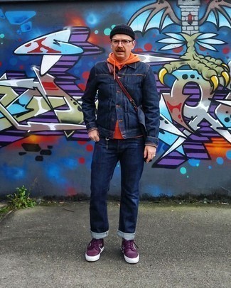 Comment porter des baskets en cuir violettes en automne