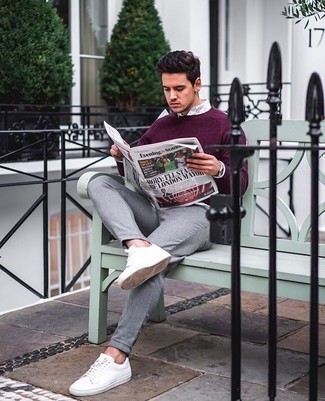 Comment porter un pull violet pour un style decontractés au printemps