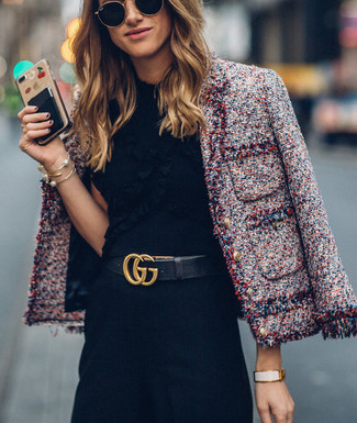 Comment porter une veste en tweed violette