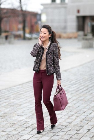 Comment porter une veste en tweed violette