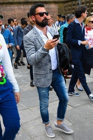 Comment porter un blazer blanc et bleu