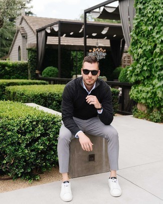 Comment porter un pull à fermeture éclair avec un pantalon chino au printemps