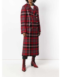 Manteau à carreaux rouge Miu Miu