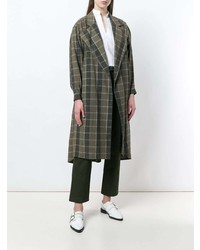 Manteau à carreaux vert foncé Issey Miyake Vintage