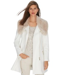 Manteau à col fourrure blanc
