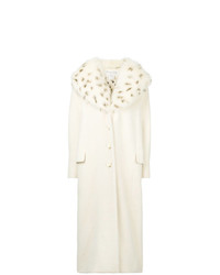 Manteau à col fourrure blanc Christian Dior Vintage