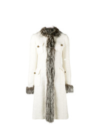 Manteau à col fourrure blanc Dolce & Gabbana Vintage