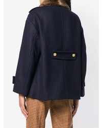 Manteau à col fourrure bleu marine RED Valentino