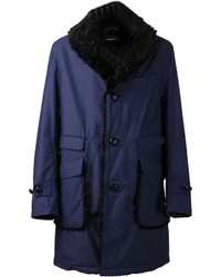 Manteau à col fourrure bleu marine Engineered Garments